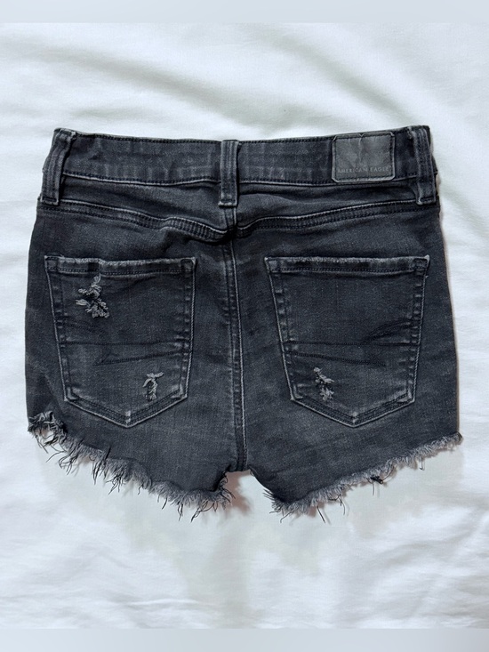 American Eagle Outfitters Pants - American Eagle Outfitters High-Rise Shortie Black Jean Frayed Hem 000
